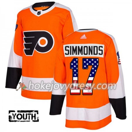 Dětské Hokejový Dres Philadelphia Flyers Wayne Simmonds 17 2017-2018 USA Flag Fashion Oranžová Adidas Authentic